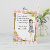 Gepersonaliseerde stijlvolle meisje afstuderen uit kaart (Staand voorkant)