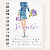 Gepersonaliseerde stijlvolle Mode vrouw paarse blo Notitieboek (Voorkant)