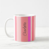 Gepersonaliseerde stijlvolle moderne roze streep koffiemok (Links)