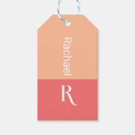 Gepersonaliseerde Stijlvolle Monogram Naam Peach Cadeaulabel