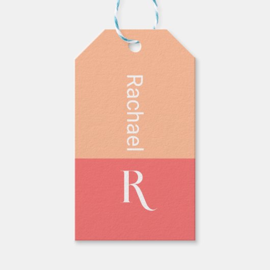 Gepersonaliseerde Stijlvolle Monogram Naam Peach Cadeaulabel (Voorkant)