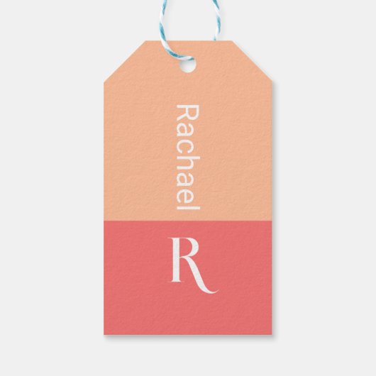 Gepersonaliseerde Stijlvolle Monogram Naam Peach Cadeaulabel (Achterkant)