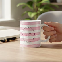 Gepersonaliseerde stijlvolle monogram roze strepen