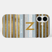 Gepersonaliseerde stijlvolle strepen & monogram Case-Mate iPhone case (Achterkant (horizontaal))