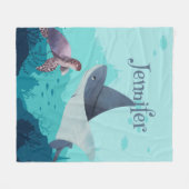 Gepersonaliseerde Stingray en Turtle Onder het Zee Fleece Deken (Voorkant (Horizontaal))