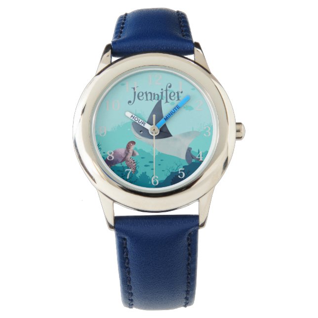 Gepersonaliseerde Stingray en Turtle Onder het Zee Horloge (Voorkant)