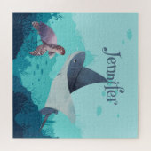 Gepersonaliseerde Stingray en Turtle Onder het Zee Legpuzzel (Horizontaal)