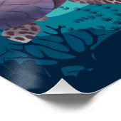 Gepersonaliseerde Stingray en Turtle Onder het Zee Perfect Poster (Hoek)