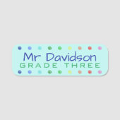 Gepersonaliseerde Stippen met kleurcode voor leraa Naamplaatje (Voorkant)