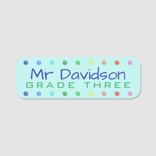 Gepersonaliseerde Stippen met kleurcode voor leraa Naamplaatje (Voorkant)