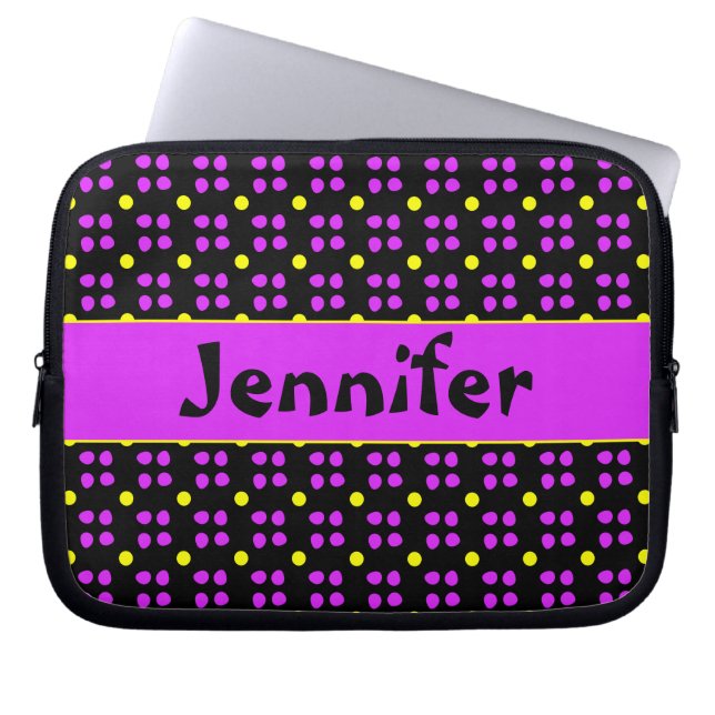Gepersonaliseerde Stippen patroon Laptop Sleeve (Voorkant)