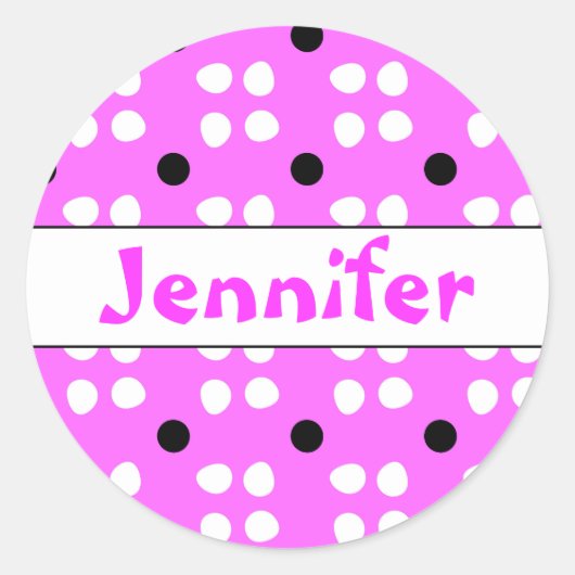 Gepersonaliseerde Stippen patroon Ronde Sticker (Voorkant)