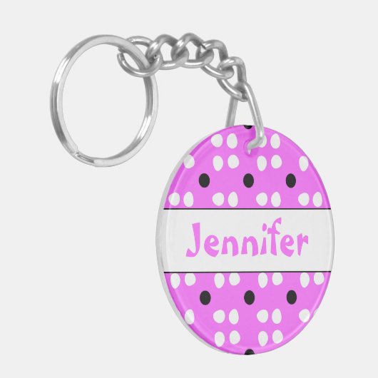 Gepersonaliseerde Stippen patroon Sleutelhanger (Voorkant Links)