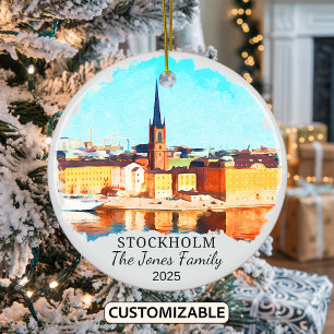 Gepersonaliseerde Stockholm Ornament, Zweden Gift Keramisch Ornament