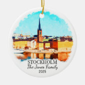 Gepersonaliseerde Stockholm Ornament, Zweden Gift Keramisch Ornament (Voorkant)