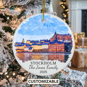 Gepersonaliseerde Stockholm Ornament, Zweden Keramisch Ornament
