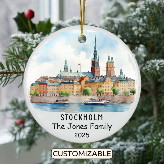 Gepersonaliseerde Stockholm Ornament, Zweden Keramisch Ornament