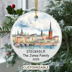 Gepersonaliseerde Stockholm Ornament, Zweden Keramisch Ornament