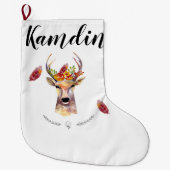 Gepersonaliseerde Stocking boho herten Buck Head B Grote Kerstsok (Voorkant)