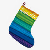 Gepersonaliseerde Stocking LGBTQ regenboog vlag le Grote Kerstsok (Voorkant (Hangend))