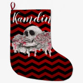 Gepersonaliseerde Stocking schedel Roos gothic Che Grote Kerstsok (Voorkant)
