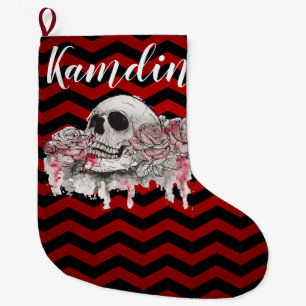 Gepersonaliseerde Stocking schedel Roos gothic Che Grote Kerstsok