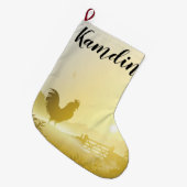 Gepersonaliseerde Stocking Sunny Morning Boerderij Grote Kerstsok (Voorkant (Hangend))