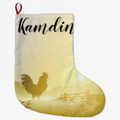 Gepersonaliseerde Stocking Sunny Morning Boerderij Grote Kerstsok (Voorkant)