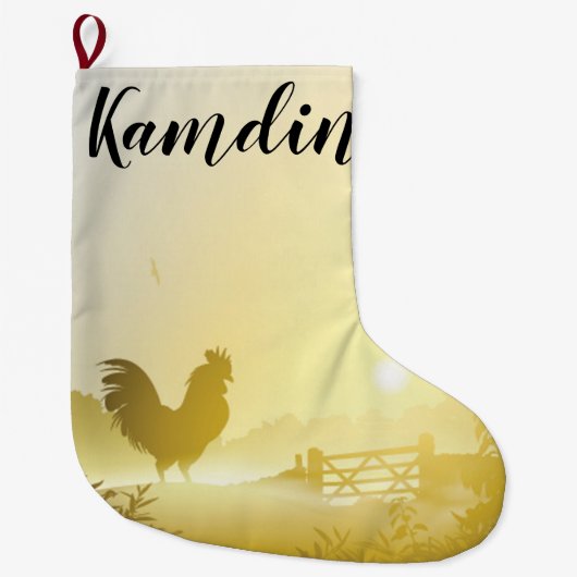 Gepersonaliseerde Stocking Sunny Morning Boerderij Grote Kerstsok (Voorkant)