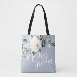 Gepersonaliseerde stoffige blauwe bloem moeder van tote bag