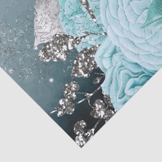 Gepersonaliseerde stoffige blauwe bloemenbruiloft tissuepapier (Detail)