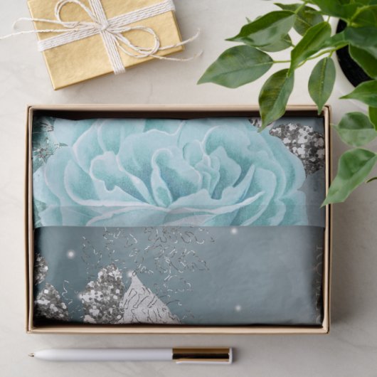 Gepersonaliseerde stoffige blauwe bloemenbruiloft tissuepapier (Geschenk)