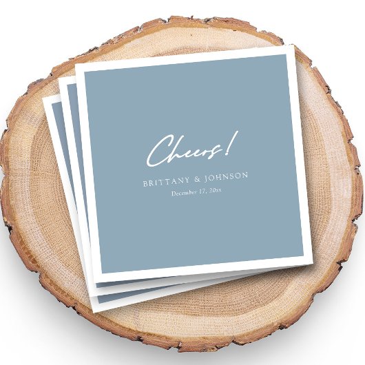 Gepersonaliseerde stoffige blauwe bruiloft servett servet