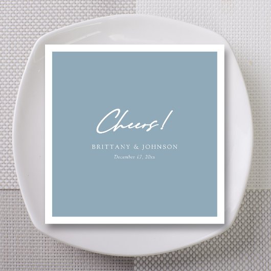 Gepersonaliseerde stoffige blauwe bruiloft servett servet