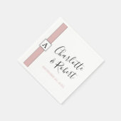 Gepersonaliseerde stoffige Roos roze monogram brui Servet (Hoek)