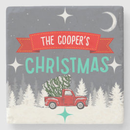 Gepersonaliseerde Stone Christmas Tree Onderzetter