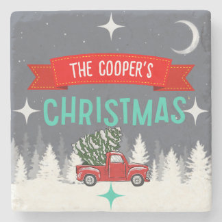 Gepersonaliseerde Stone Christmas Tree Onderzetter