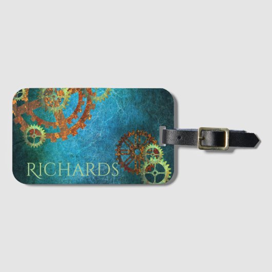 Gepersonaliseerde stoomponsklokken bagagelabel (Voorkant (horizontaal))