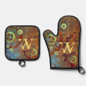 Gepersonaliseerde stoomponsklokken ovenwant & pannenlap set (Voorkant)