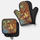 Gepersonaliseerde stoomponsklokken ovenwant & pannenlap set (Voorkant / Achterkant)