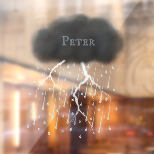 Gepersonaliseerde storm wolkenregen & bliksem raamsticker (Vel 2)