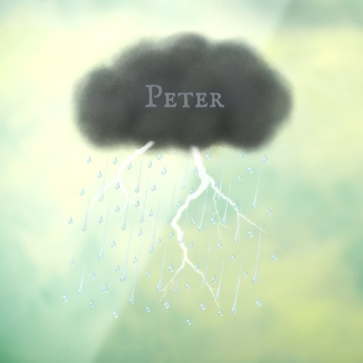 Gepersonaliseerde storm wolkenregen & bliksem raamsticker (Vel 3)