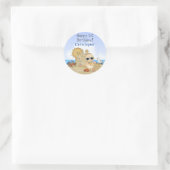 Gepersonaliseerde Strand Baby 1e Verjaardag Sticke Ronde Sticker (Tas)
