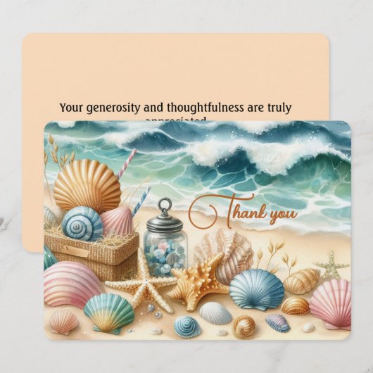 Gepersonaliseerde strand bedankkaart (Voorkant / Achterkant)