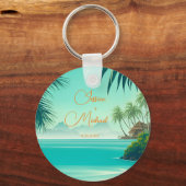 Gepersonaliseerde strand bruiloft gunst sleutelhanger (Voorkant)