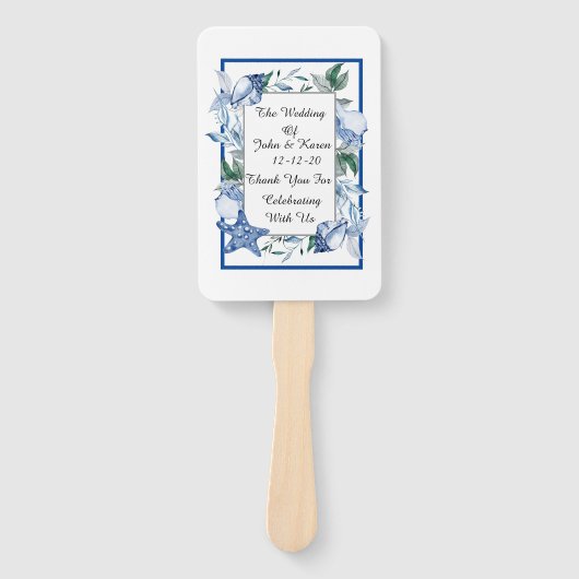 Gepersonaliseerde strand bruiloft handwaaier (Voorkant)