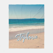 Gepersonaliseerde Strandfoto Ocean Blue Fleece Deken (Voorkant)