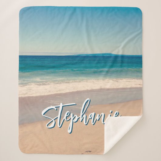 Gepersonaliseerde Strandfoto Ocean Blue M Sherpa Deken (Voorkant)