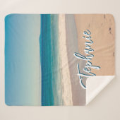 Gepersonaliseerde Strandfoto Ocean Blue M Sherpa Deken (Voorkant (horizontaal))