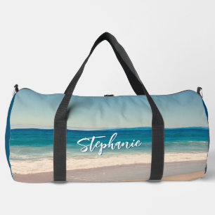 Gepersonaliseerde Strandfoto Ocean Blue Plunjezak